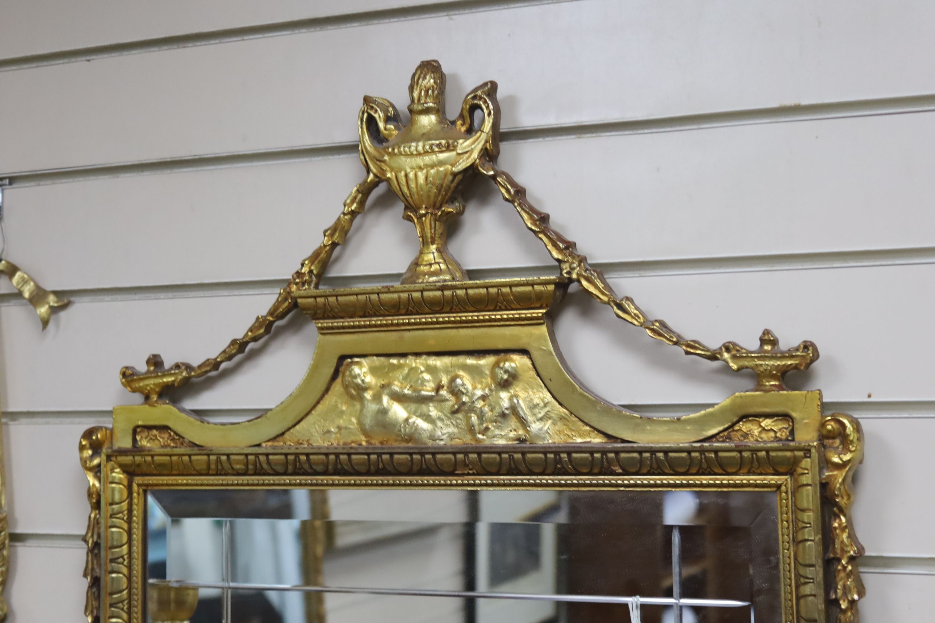 An Adam design rectangular gilt framed wall mirror, width 60cm, height 115cm